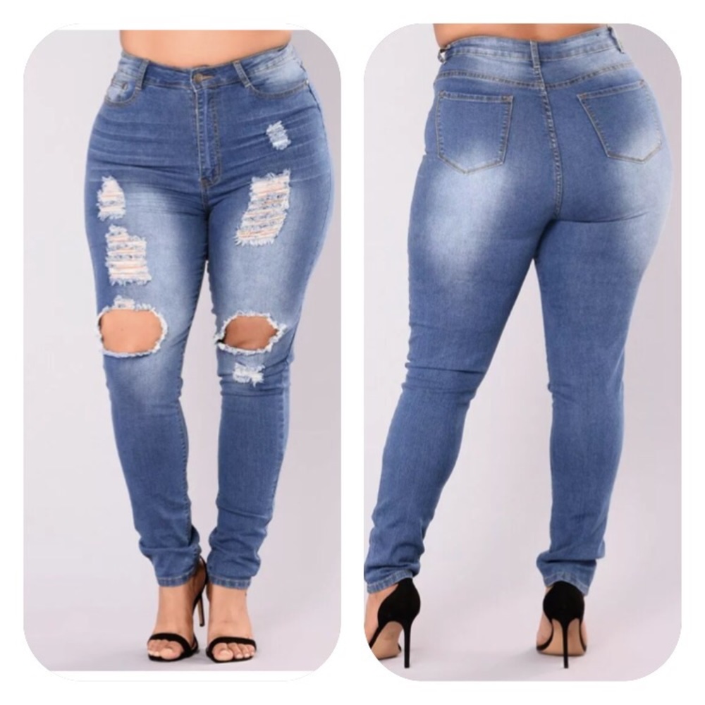 Fashion Nova Say Yes To Distress Jeans - Dark Wash